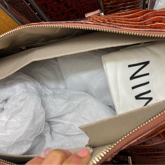 Brahmin Rich Brown Crocodile-Embossed Travel Bag - Picture 2 of 10